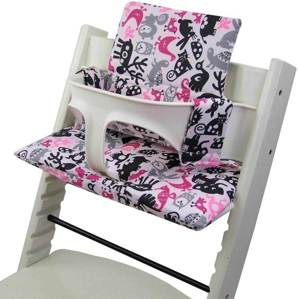 BAMBINIWELT Sitzkissen, kompatibel mit Stokke 'Tripp Trapp' Hochstuhl, Schwarz/Pink (Tiere) Bild 1