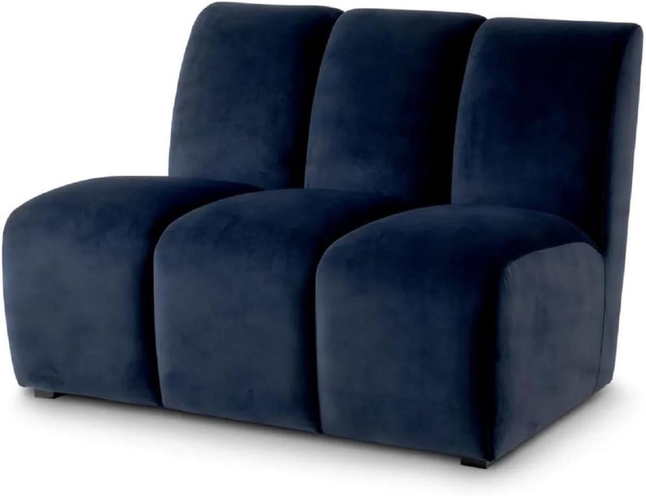 Casa Padrino Luxus Samt Sofa Element Mitternachtsblau / Schwarz 108,5 x 94,5 x H. 83 cm - Erweiterbares Wohnzimmer Sofa - Wohnzimmer Möbel - Luxus Möbel Bild 1