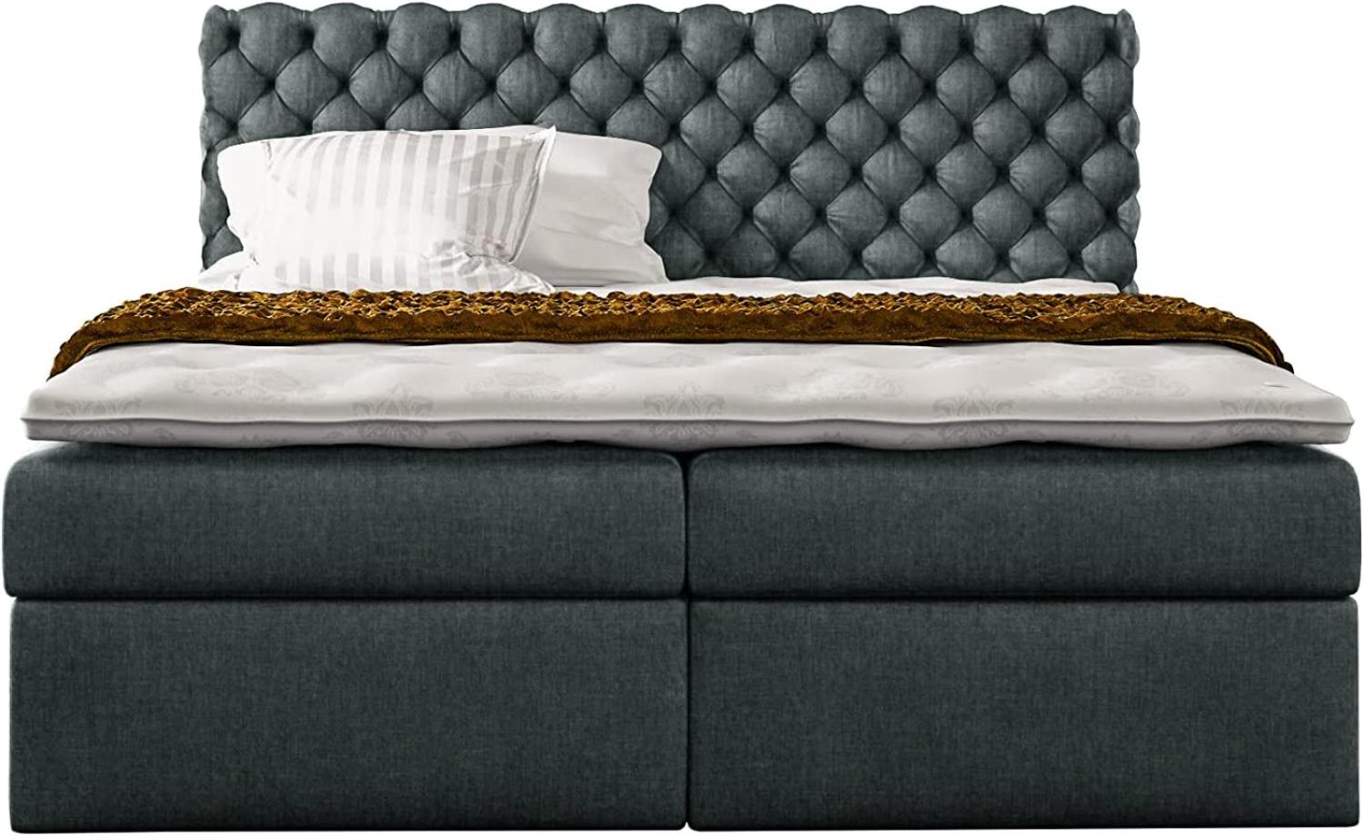 Stylefy 'Alviero' Boxspringbett, Strukturstoff Inari Dunkelgrau 200 x 200 cm Bild 1