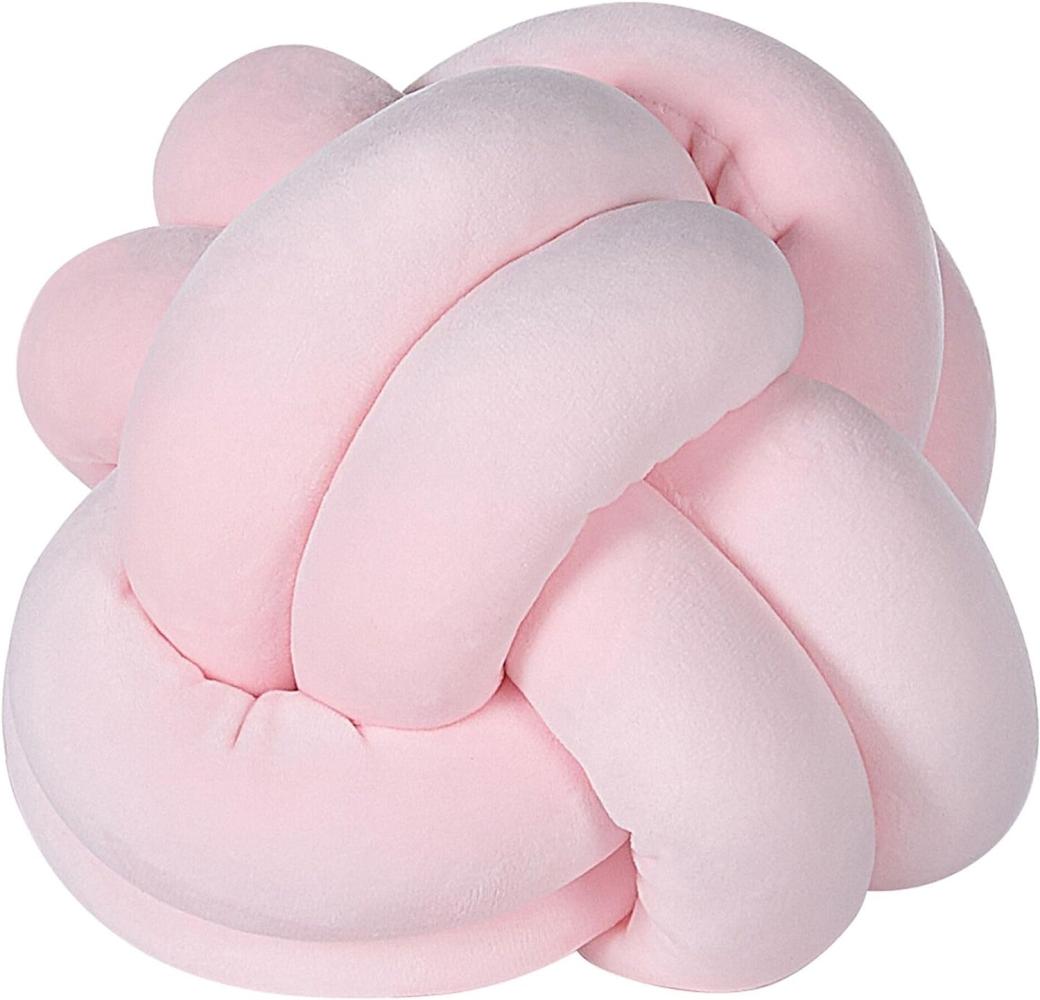 Dekokissen Knoten Ball Flechtmuster Samtstoff rosa 20 x 20 cm MALNI Bild 1