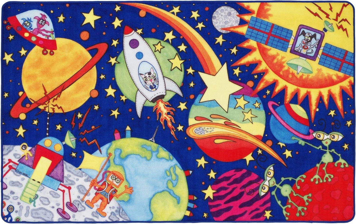 Kinderteppich- Lovely Kids Weltraum Teppich 140 x 160 cm Bild 1