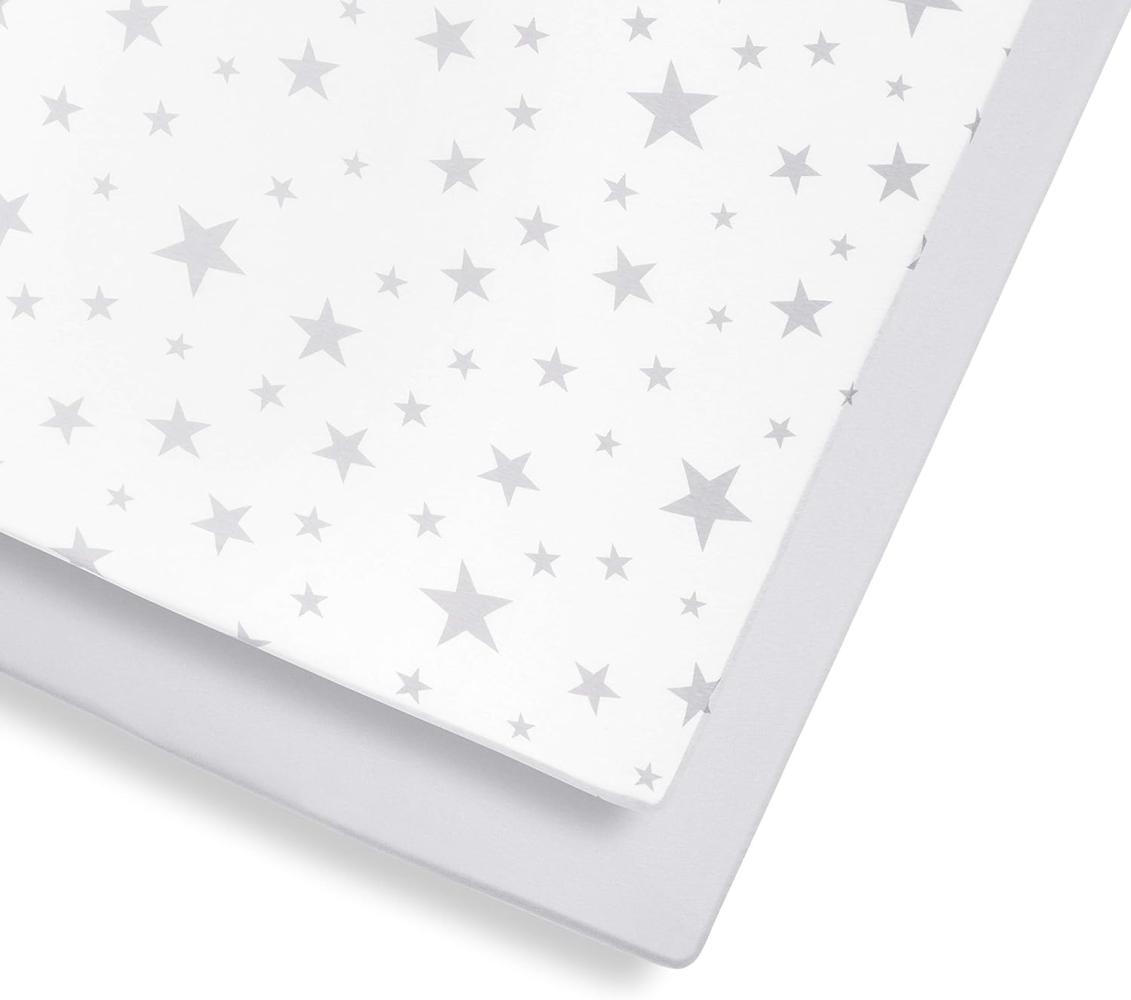 Snüz Spannbettlaken Baby Stars (2-er Set) mit Stern-Design,für Matratzengröße bis 140 x 70 cm, aus Atmungsaktiver Weicher Jersey-Baumwolle, für die Meisten Kinderbetten Geeignet Bild 1
