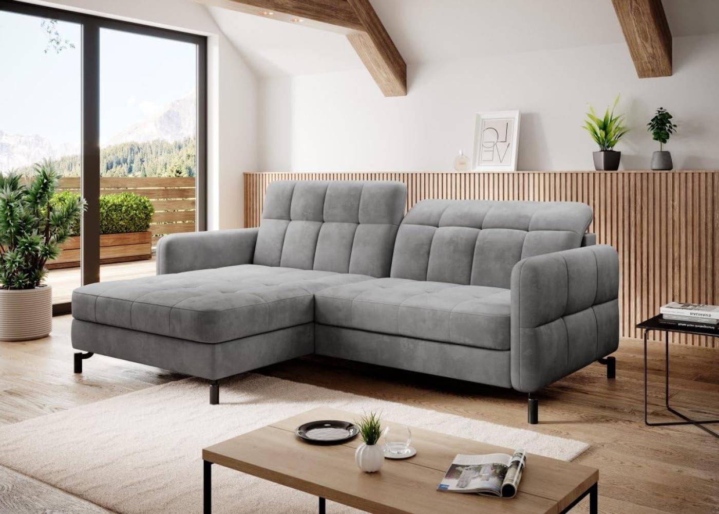 Designer Sofa Loria mit Schlaf- und Klappfunktion Grau Links Bild 1