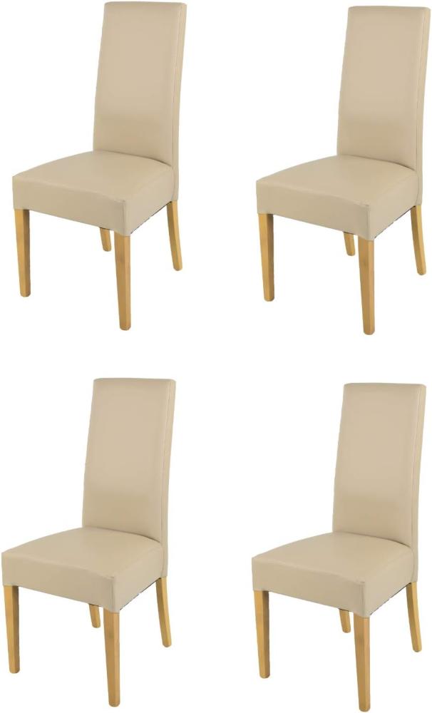 Tommychairs - 4er Set Moderne Stühle Luisa für Küche und Esszimmer, robuste Struktur aus lackiertem Buchenholz Farbe Eiche, Gepolstert und mit Kunstleder in der Farbe Leinen bezogen Bild 1