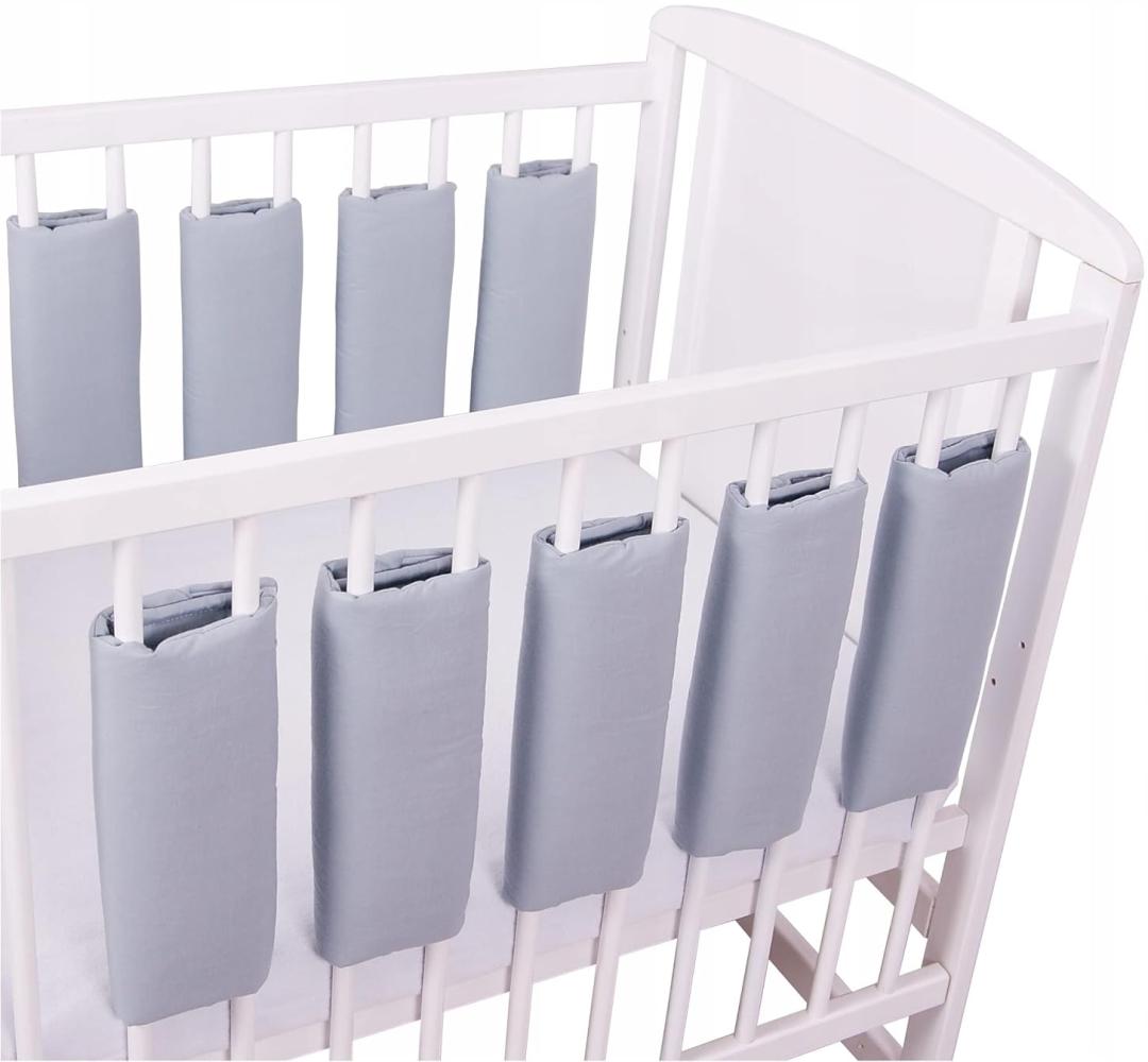 Bello24 - Universeller Babybett Gitterschutz mit Klettverschluss aus 100% Baumwolle 38x30cm (Grau, 9) Bild 1