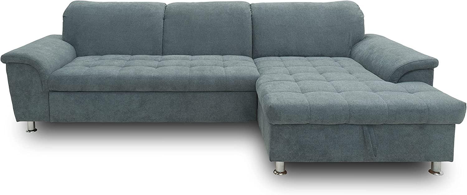 DOMO Ecksofa Franzi / Couch mit Schlaffunktion Bettkasten Rückenfunktion / 281x170x81 cm / Eckcouch in grau Bild 1