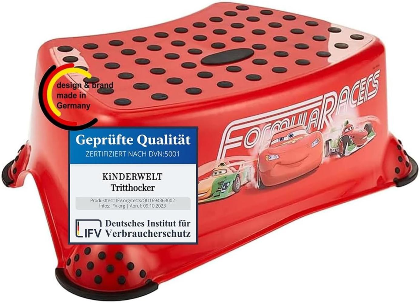 KiNDERWELT Premium Tritthocker Disney Cars rot stabiler Hocker für Kinder mit Anti-Rutsch-Funktion Bild 1