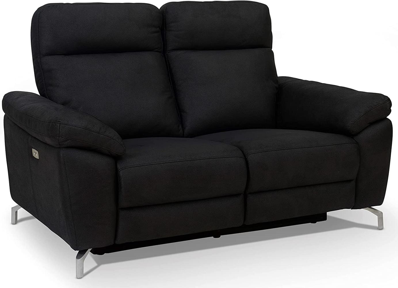 Ibbe Design Schwarz Stoff 2er Sitzer Relaxsofa Couch mit Elektrisch Verstellbar Relaxfunktion Heimkino Sofa Doha mit Fussteil, Federkern, 162x96x101 cm Bild 1