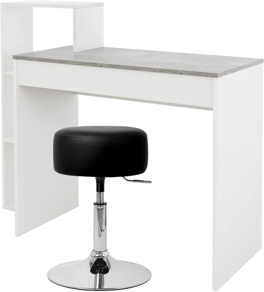 Schreibtisch mit Sitzhocker 110x72x40 cm Weiß/Beton-Optik aus Holz ML-Design Bild 1