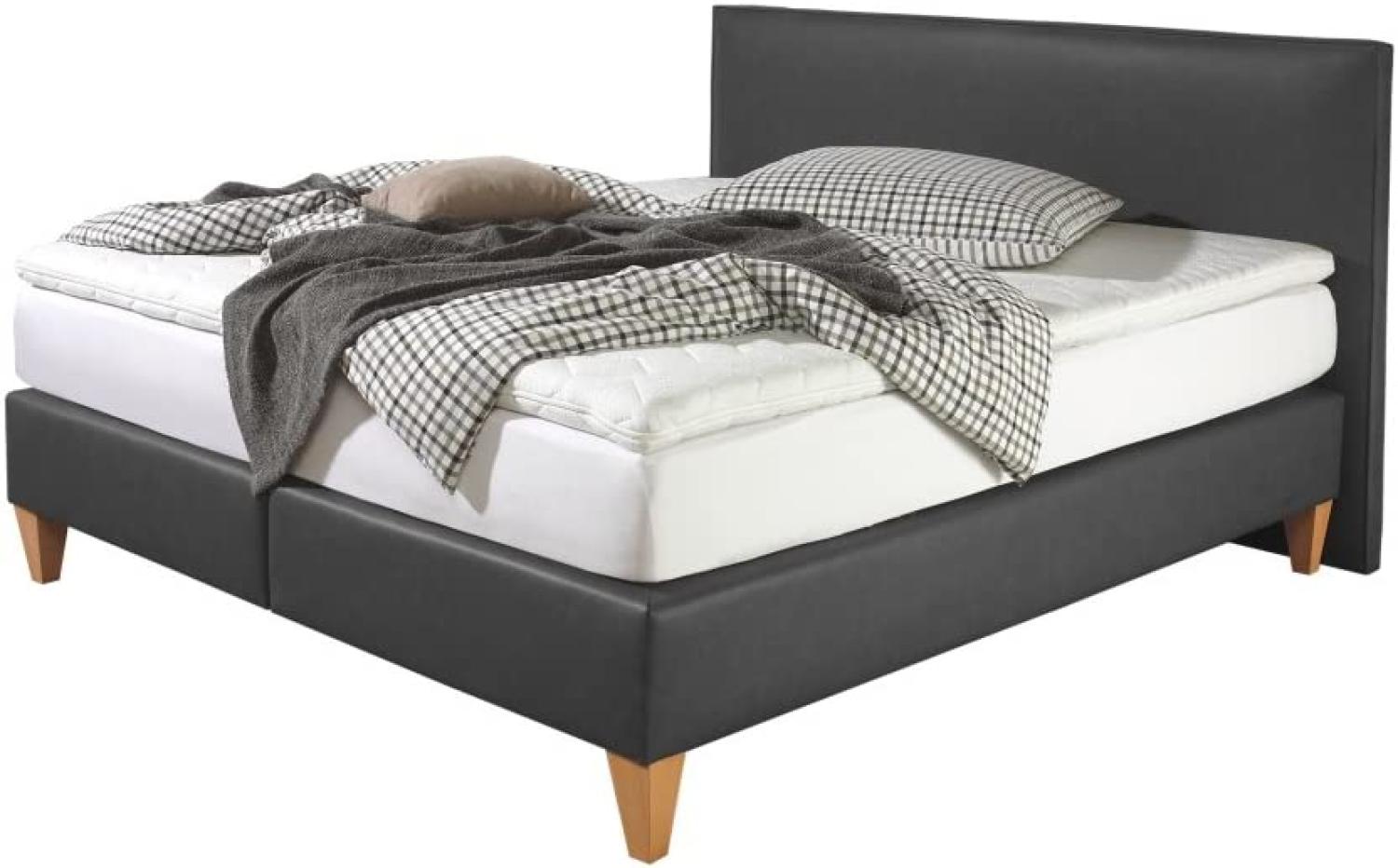 Maintal Boxspringbett Luxor, 180 x 200 cm, Kunstleder, Bonellfederkern Matratze h3, Anthrazit Bild 1