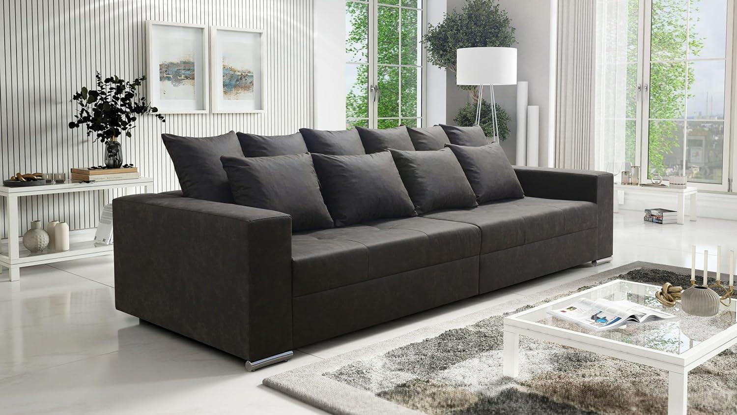 Modernes Big Sofa Wohnlandschaft Sofa Couch Jumbo 4 - Grau Leder Imitation Bild 1