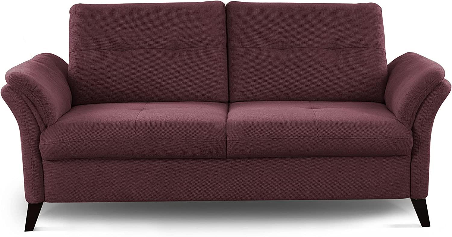 CAVADORE 3er Sofa Grönland / Skandinavische 3-Sitzer-Couch mit Federkern + Sitztiefenverstellung / 193 x 90 x 102 / Flachgewebe, Rot Bild 1