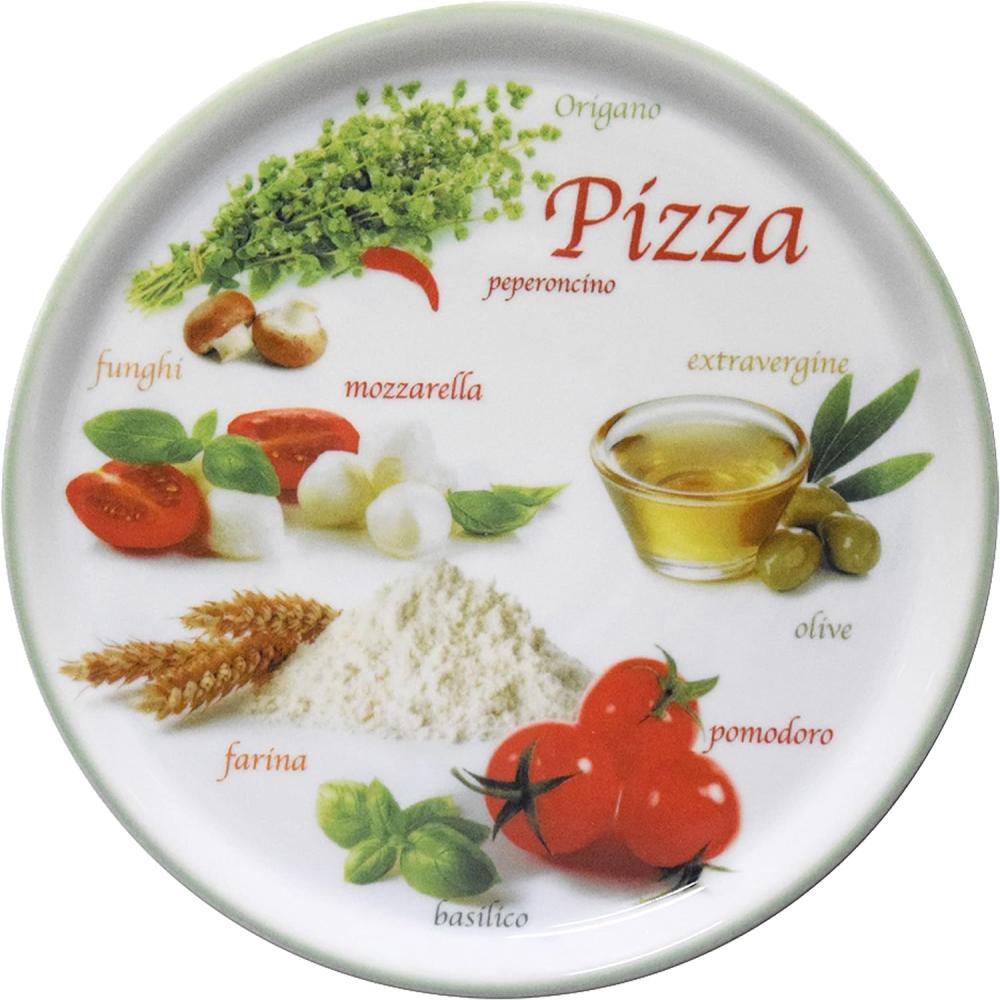Pizzateller Napoli Green Ø 32 cm Servier-Platte XL-Teller Dekoriert Porzellan Bild 1