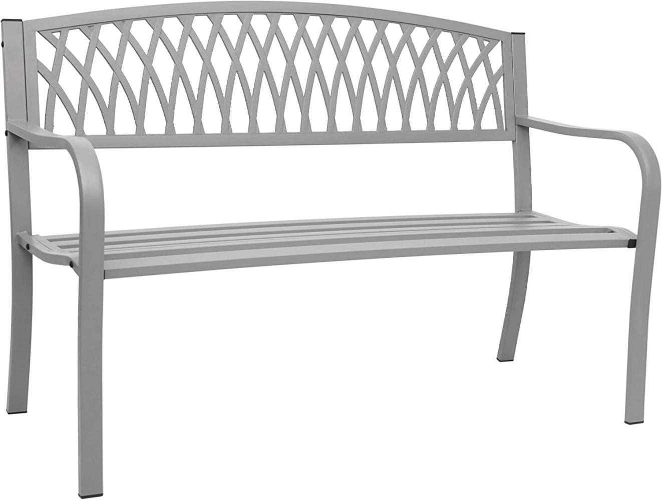 Gartenbank HWC-F45, Bank Parkbank Sitzbank, 2-Sitzer pulverbeschichteter Stahl ~ grau Bild 1