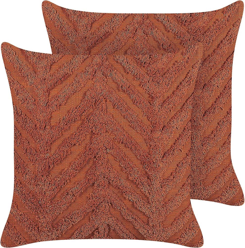 Dekokissen geometrisches Muster Baumwolle orange getuftet 45 x 45 cm 2er Set LEWISIA Bild 1