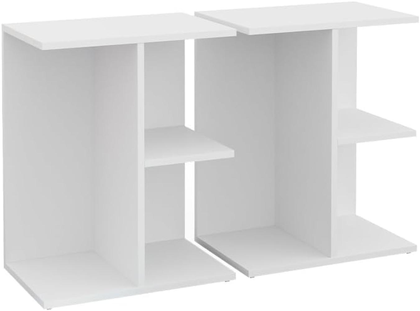 Vicco Nachttisch Eddi, 46,2 x 30,4 cm, Weiß, Nachtschrank mit Ablagen Bild 1