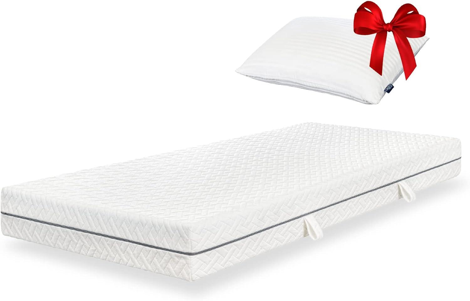 Essence Sleep Matratze 90x200x18 cm, 7-Zonen Kaltschaummatratze mit Memory Foam Schicht, Härtegrad 3 (H3), mit 1 Kopfkissen, Rollmatratze, Öko-Tex Standard 100 Bild 1