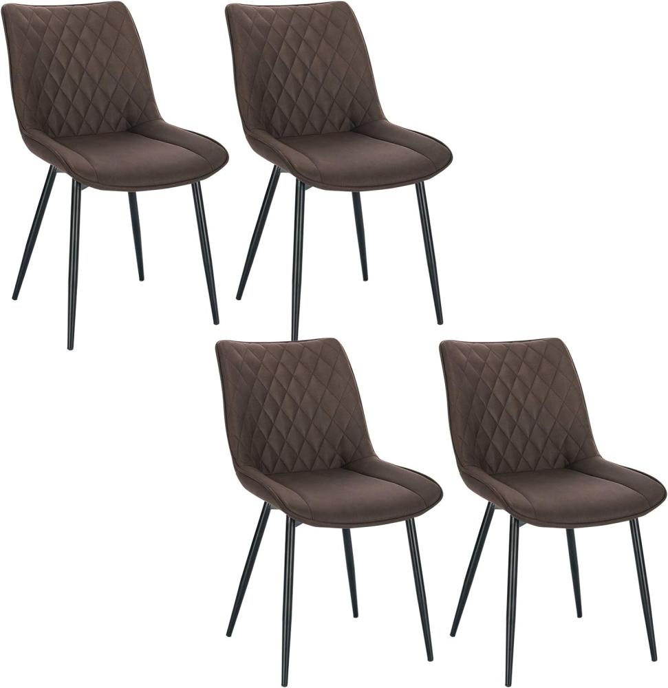 WOLTU 4 x Esszimmerstühle 4er Set Esszimmerstuhl Küchenstuhl Polsterstuhl Design Stuhl mit Rückenlehne, mit Sitzfläche aus Stoffbezug, Gestell aus Metall, Dunkelbraun, BH248dbr-4 Bild 1