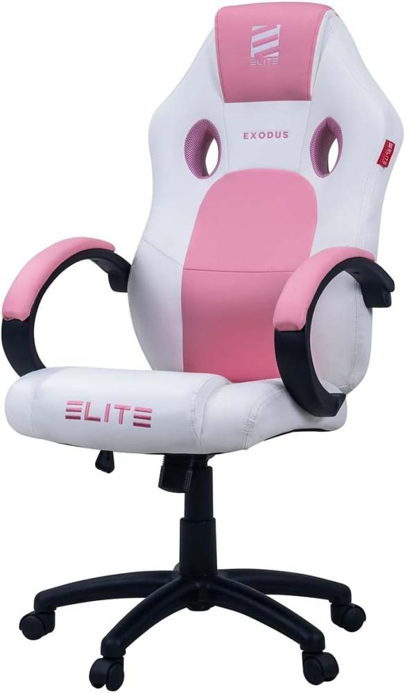 ELITE Gaming Stuhl MG100 Exodus - Ergonomischer Bürostuhl - Schreibtischstuhl - Chefsessel - Sessel - Racing Gaming-Stuhl - Gamingstuhl - Drehstuhl - Chair - Kunstleder Sportsitz (Weiß/Pink) Bild 1