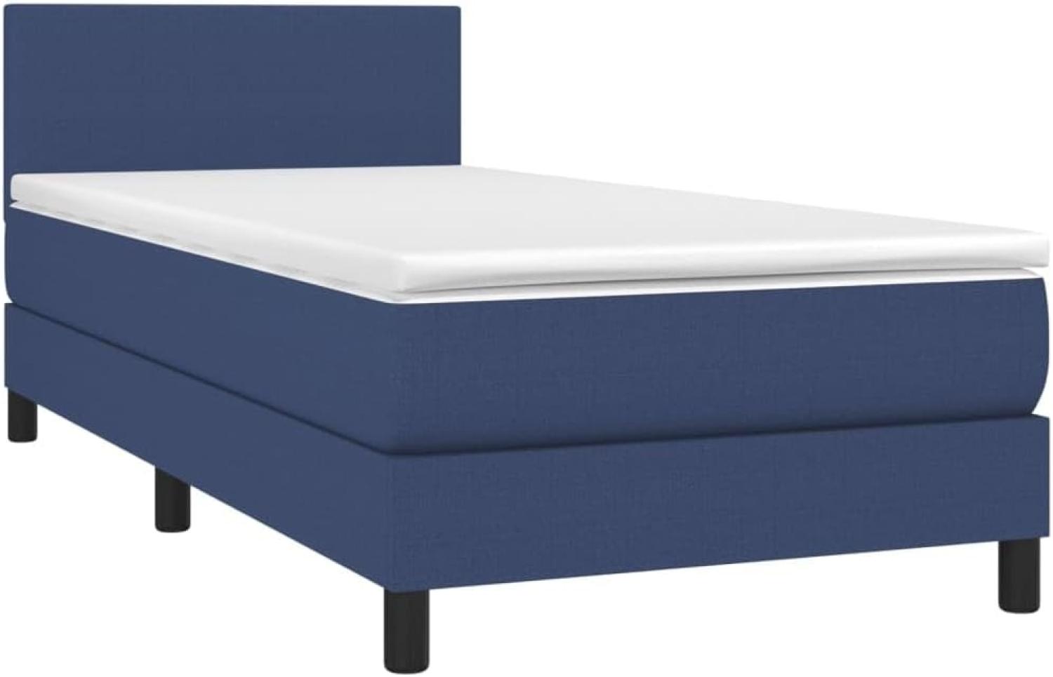 vidaXL Boxspringbett mit Matratze Blau 90x190 cm Stoff Bild 1