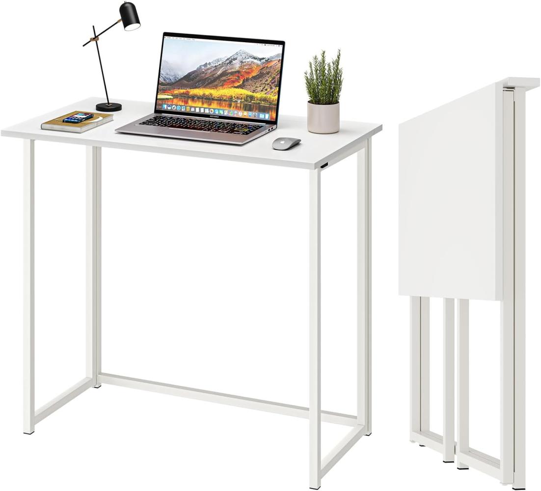 Dripex Faltbar Tisch Schreibtisch Computertisch für Homeoffice Arbeitszimmer Klappbar PC Tisch (Weiß) Bild 1