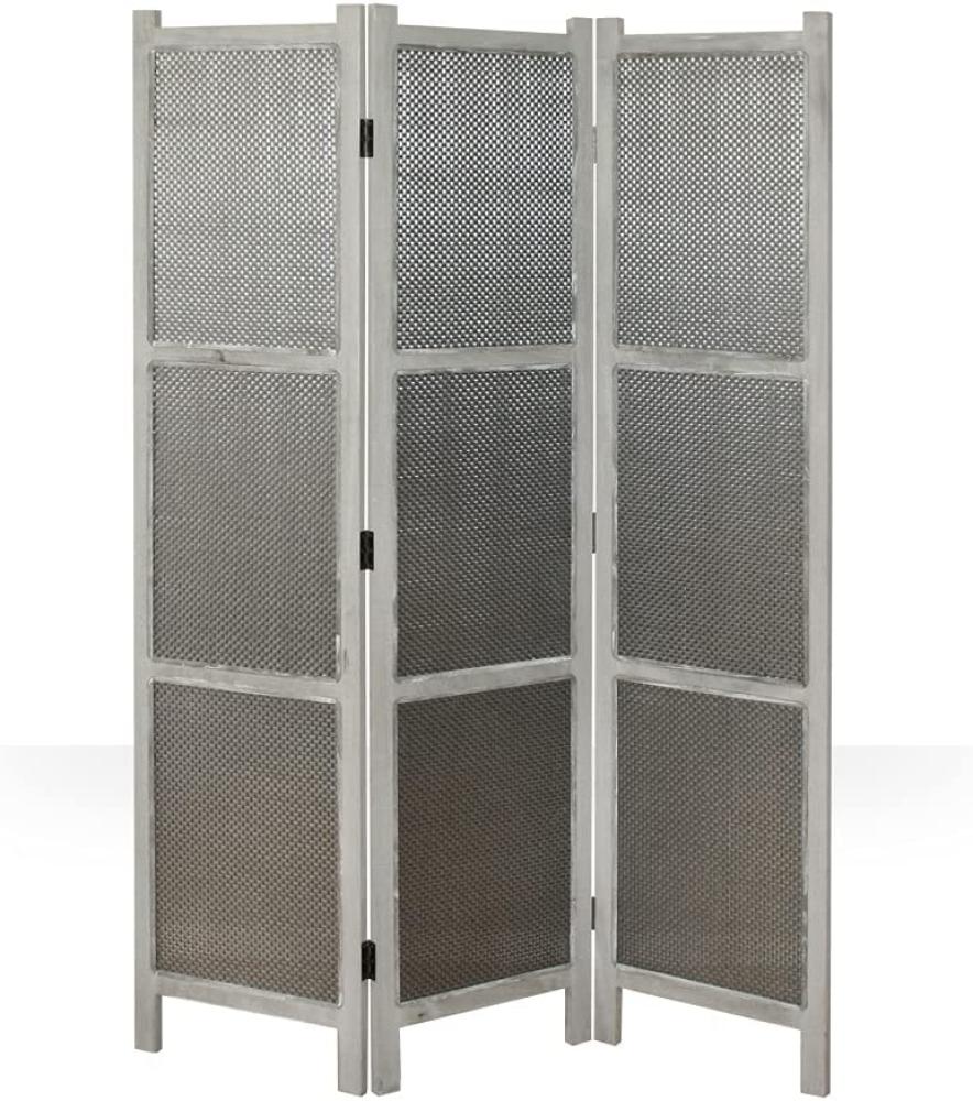 3 fach Paravent Raumteiler, Holz Grau, 170x120 cm Bild 1