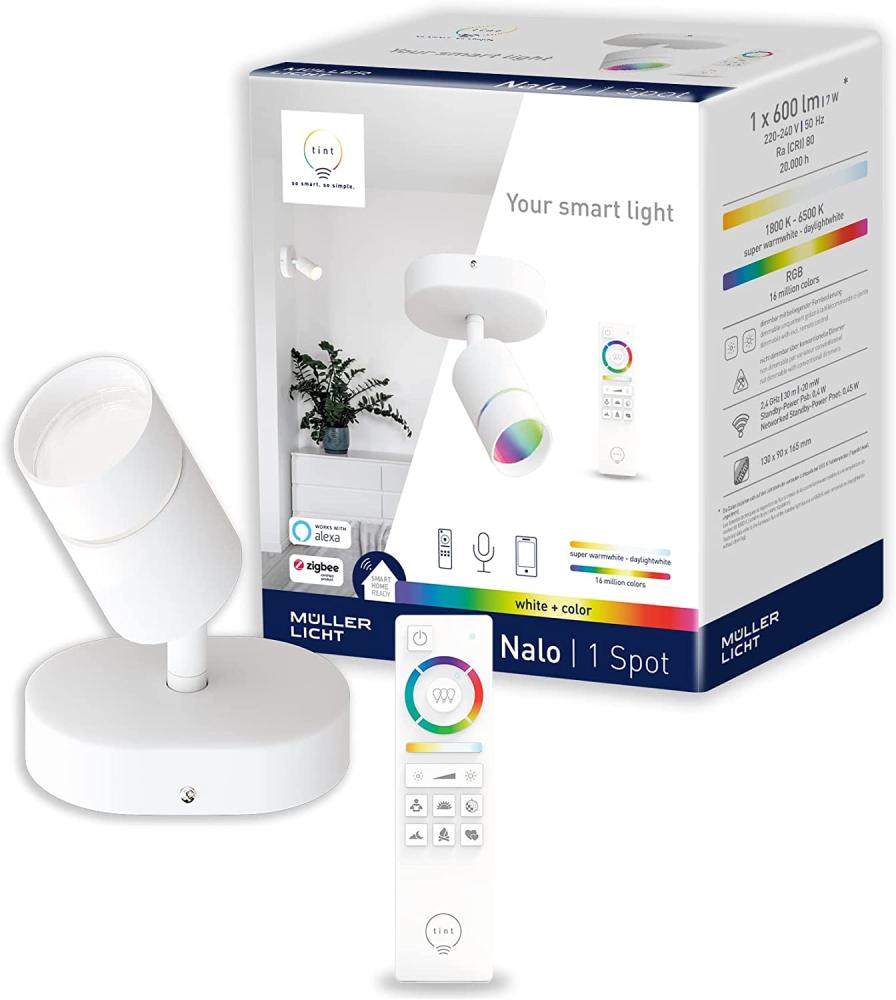 Müller Licht tint 1er LED Spot Nalo weiß 13 x 9 cm weiß RGBW Smart Home Bild 1