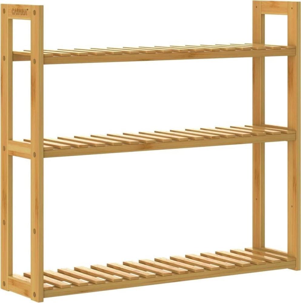 Casaria Badregal, Bambus Standregal Wandregal 3 Ablagen Höhenverstellbar 54x60x15cm Bild 1