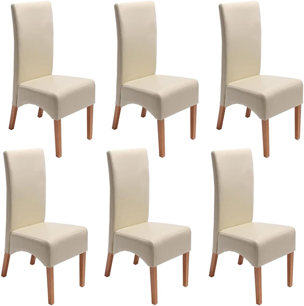 6er-Set Esszimmerstuhl Küchenstuhl Stuhl Latina, LEDER ~ creme, helle Beine Bild 1