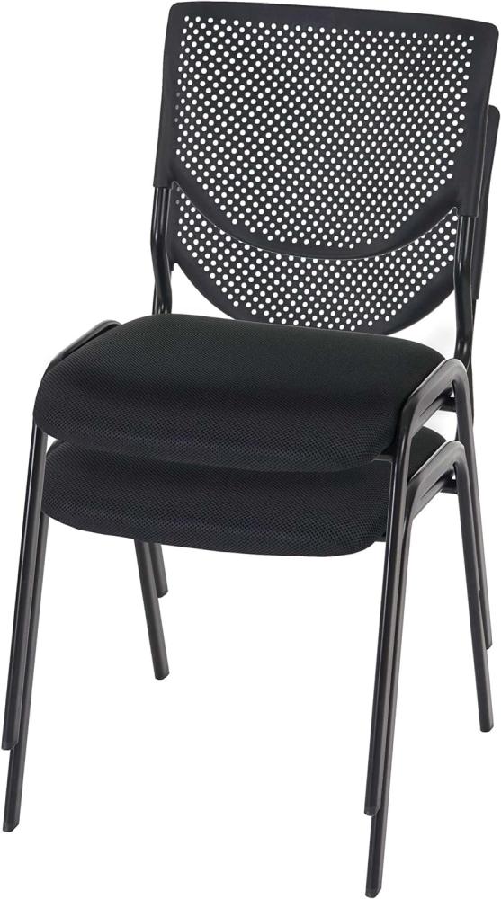 2er-Set Besucherstuhl T401, Konferenzstuhl stapelbar, Stoff/Textil ~ Sitz schwarz, Füße schwarz Bild 1