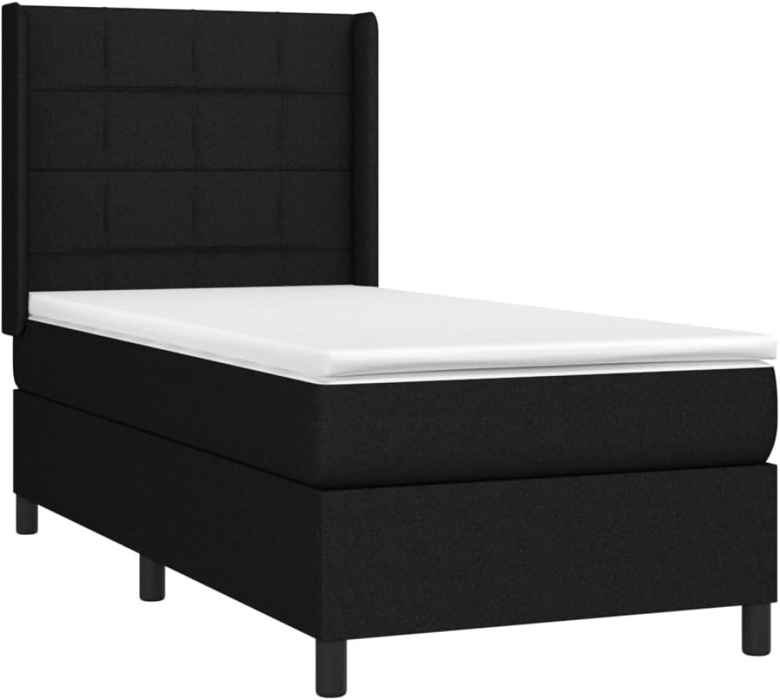 vidaXL Boxspringbett mit Matratze & LED Schwarz 100x200 cm Stoff Bild 1