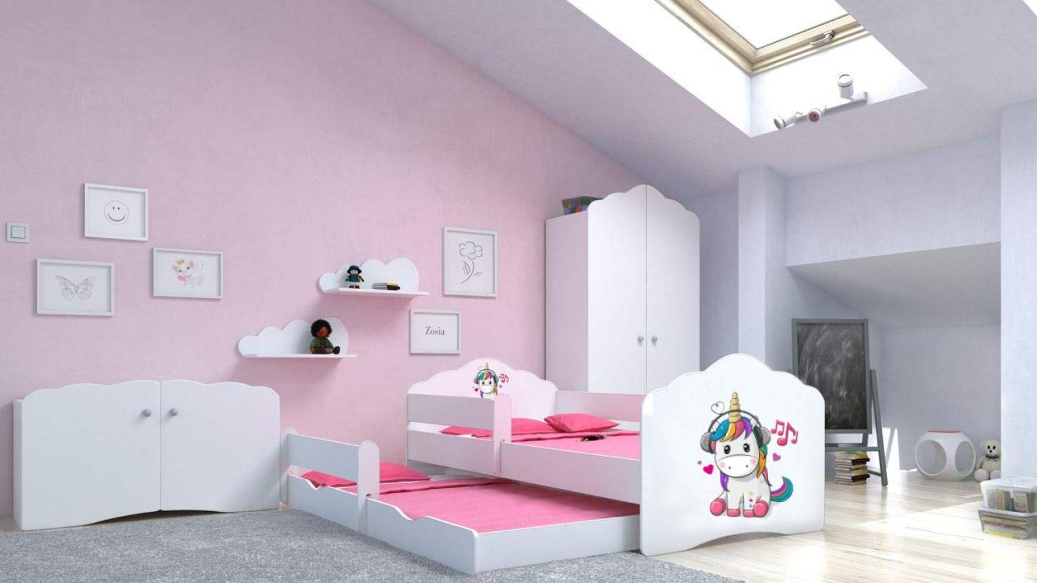 Angelbeds 'Fala' Kinderbett 80x160 cm, Motiv E4, inkl. Flex-Lattenrost, Schaummatratze und Schubbett Bild 1