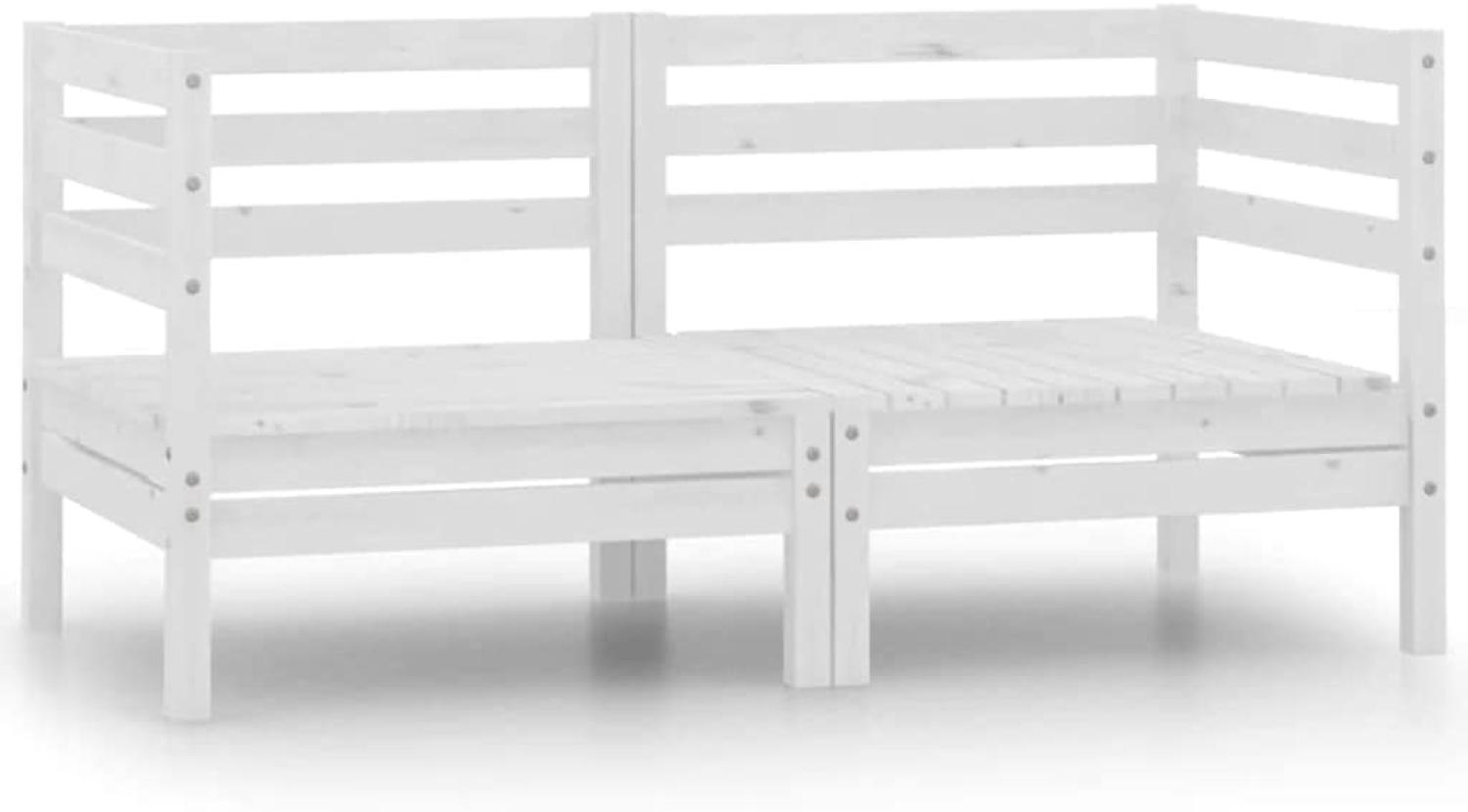 2-Sitzer Gartensofa aus Weißem Kiefernholz 63,5 x 62,5 x 63,5 cm Bild 1