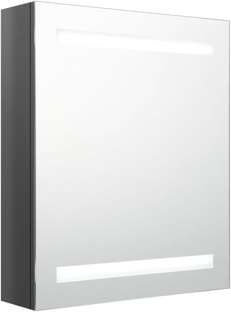 vidaXL LED-Bad-Spiegelschrank Glänzendes Grau 50x14x60 cm Bild 1