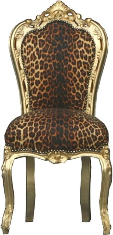 Casa Padrino Barock Esszimmer Stuhl Leopard / Gold - Möbel Bild 1