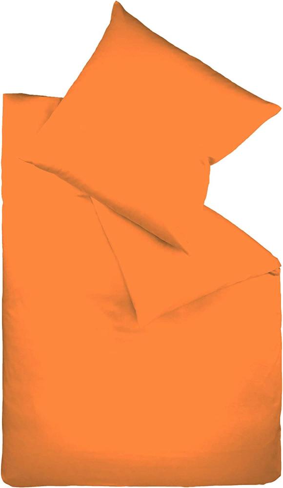 Fleuresse Mako-Satin-Bettwäsche colours Farbe orange 2044 Größe 135 x 200 cm + 80 x 80 cm Kissenbezug Bild 1