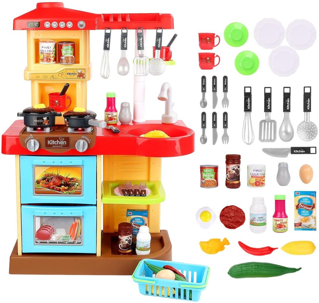 deAO Kinder-Küchenspielset “My Little Chef”(“Mein kleiner Koch”) mit 30-teiligem Zubehör in den Farben Rot oder Pink erhältlich Bild 1