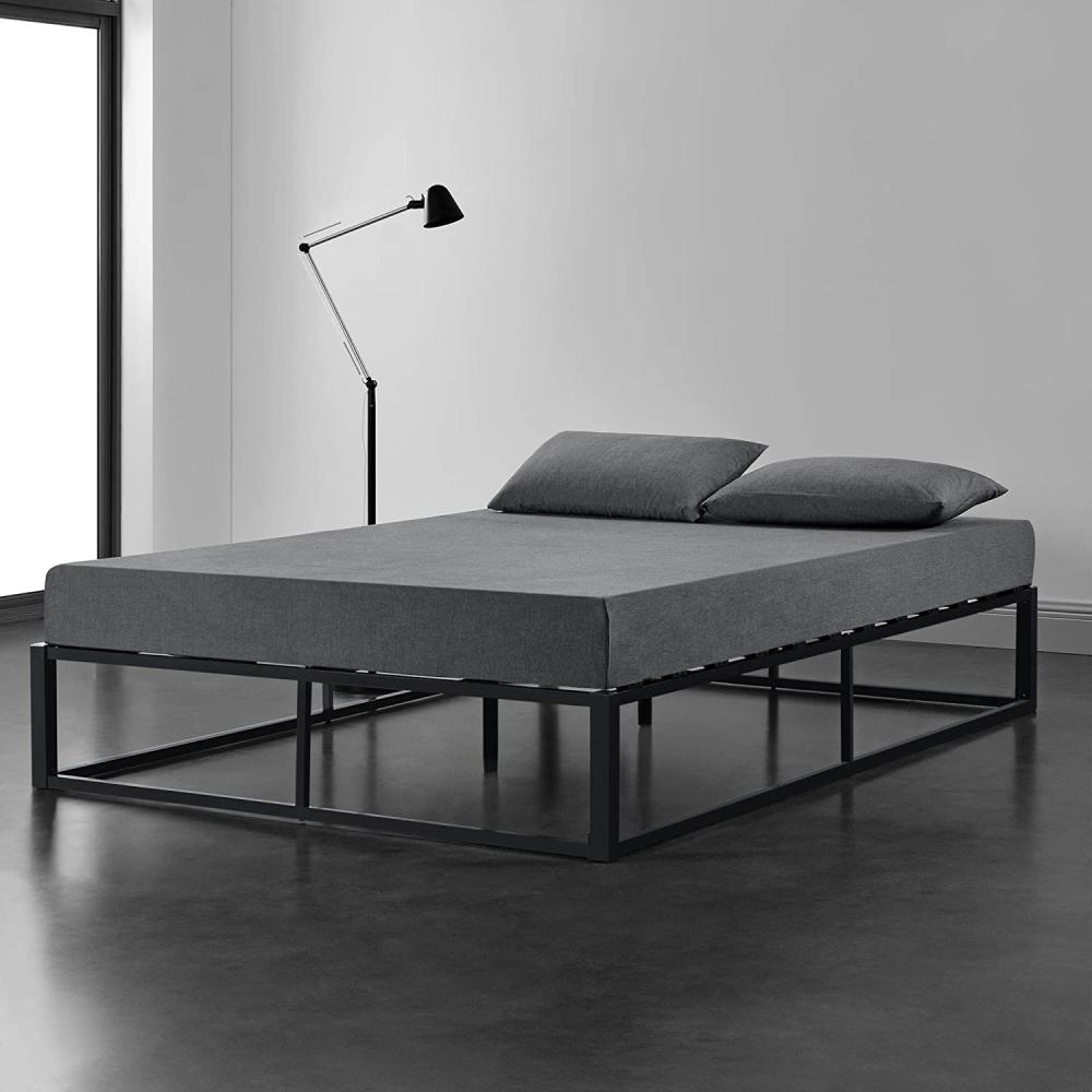 en.casa 'Kreta' Metallbett, Doppelbett 160x200 cm, schwarz, mit Lattenrost Bild 1