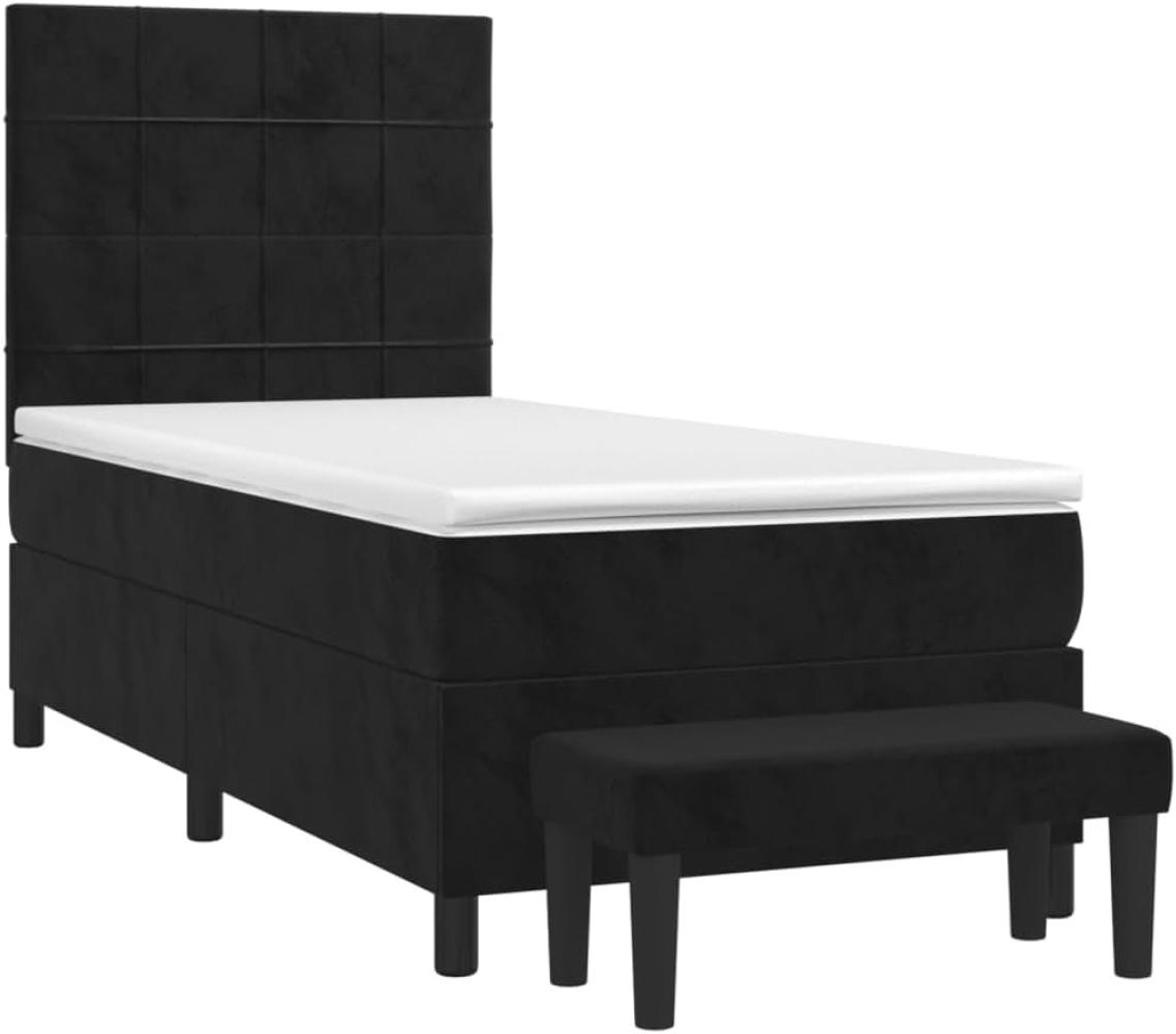 vidaXL Boxspringbett mit Matratze Schwarz 90x200 cm Samt Bild 1