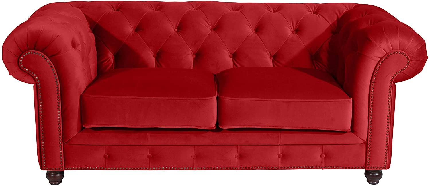 Orleans Sofa 2-Sitzer Samtvelours Rot Buche Nussbaumfarben Bild 1