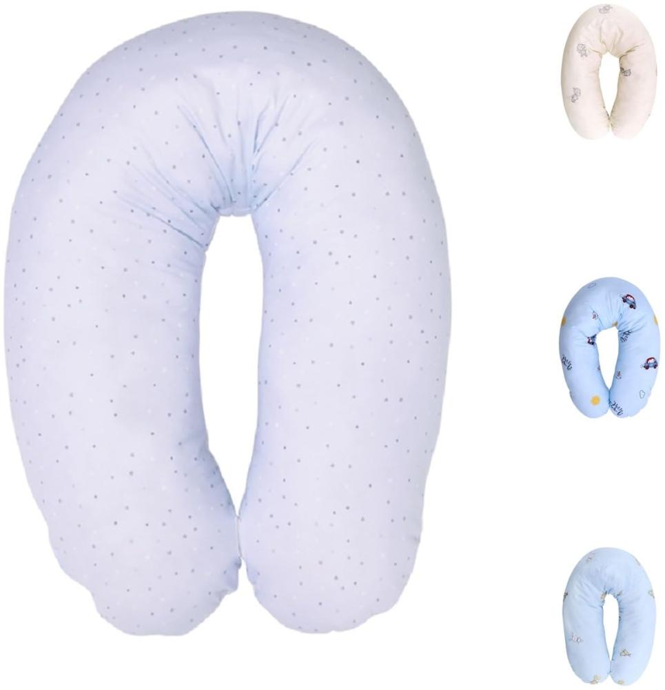 Lorelli Stillkissen Schwangerschaftskissen, 100% Baumwolle, 190 cm lang blau weiß Bild 1
