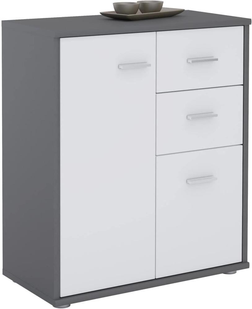 CARO-Möbel Kommode Locarno Highboard Bürokommode mit 2 Schubladen und 2 Türen in grau/weiß Bild 1