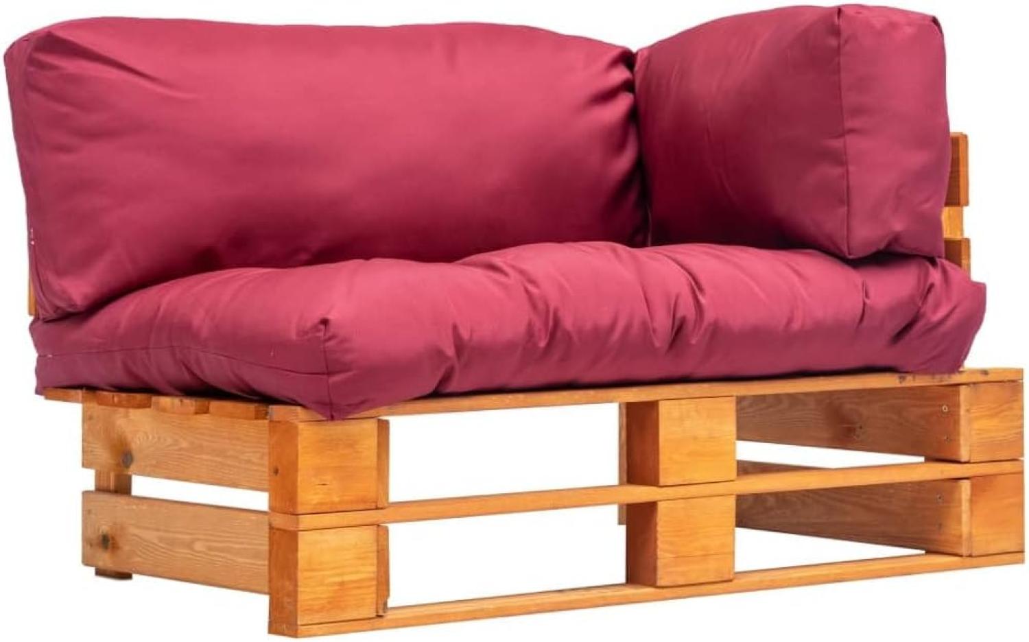 Garten-Palettensofa mit Roten Kissen Kiefernholz Bild 1