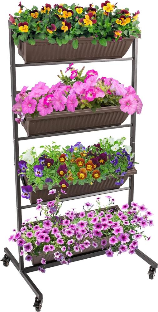 TTL Garden Vertikalbeet mit 4 senkrechten Etagen 151x76x61cm - Hochbeet, Blumenständer, Blumenkasten Bild 1