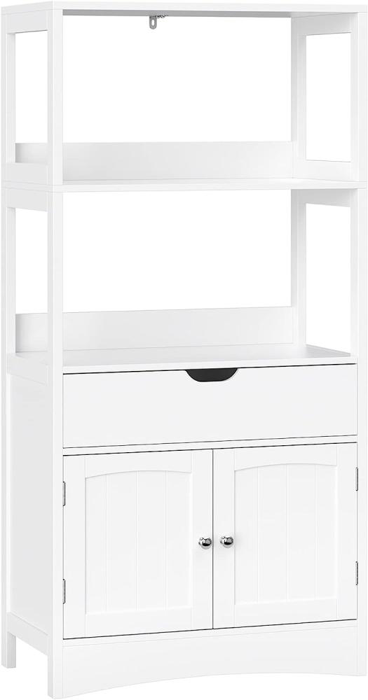 VASAGLE Badschrank, vielseitig einsetzbares Badregal mit 4 Etagen, Badezimmerschrank aus Holz, weiß, 60 x 122 x 32,5 cm (B x H x T) BBC64WT von SONGMICS Bild 1