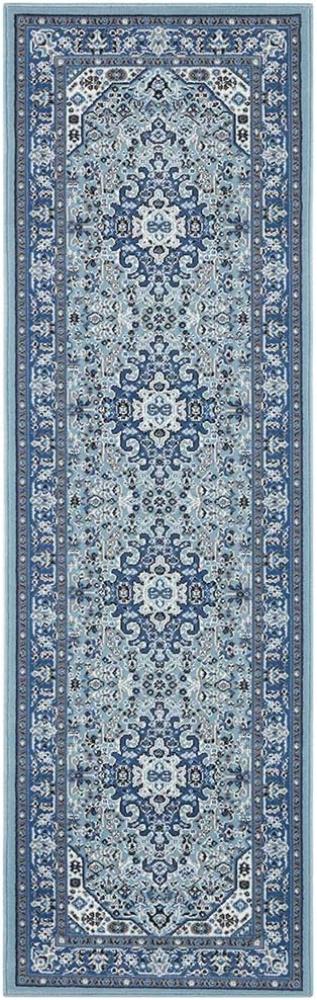 Orientalischer Kurzflor Teppich Skazar Isfahan Hielblau - 80x250x0,9cm Bild 1
