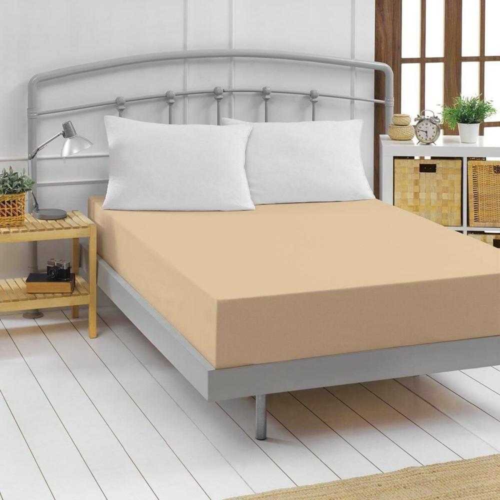 Traumschlaf Feinbiber Boxspring Spannbetttuch | 90x190 - 100x200 cm | sand Bild 1