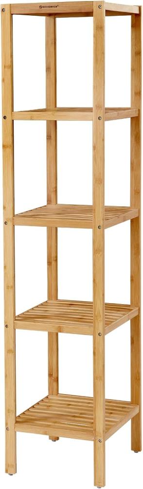 SONGMICS Badezimmer-Regal mit 5 Etagen aus Bambus, Aufbewahrungsregal für die Küche, 33 x 33 x 146 cm (L x B x H), für wenig Platz, Wohnzimmer, Schlafzimmer, Flur BCB55Y Bild 1