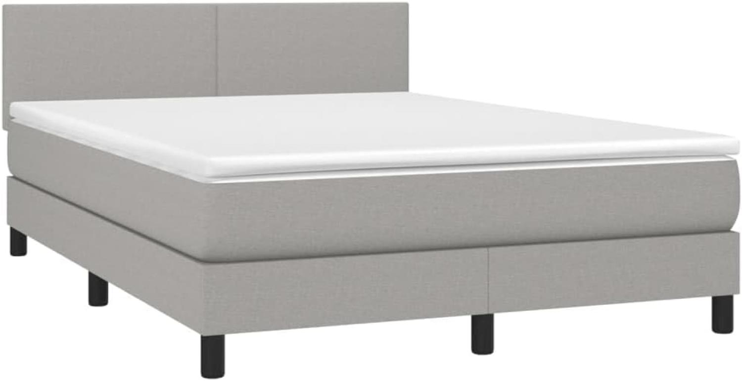 vidaXL Boxspringbett mit Matratze Hellgrau 140x200 cm Stoff Bild 1