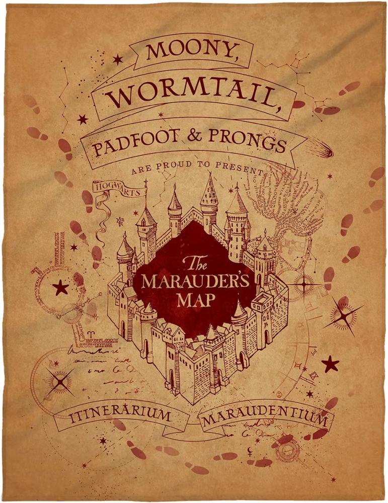 Große Fleece-Decke Kuscheldecke Harry Potter Marauder's Map 150x200cm Bild 1